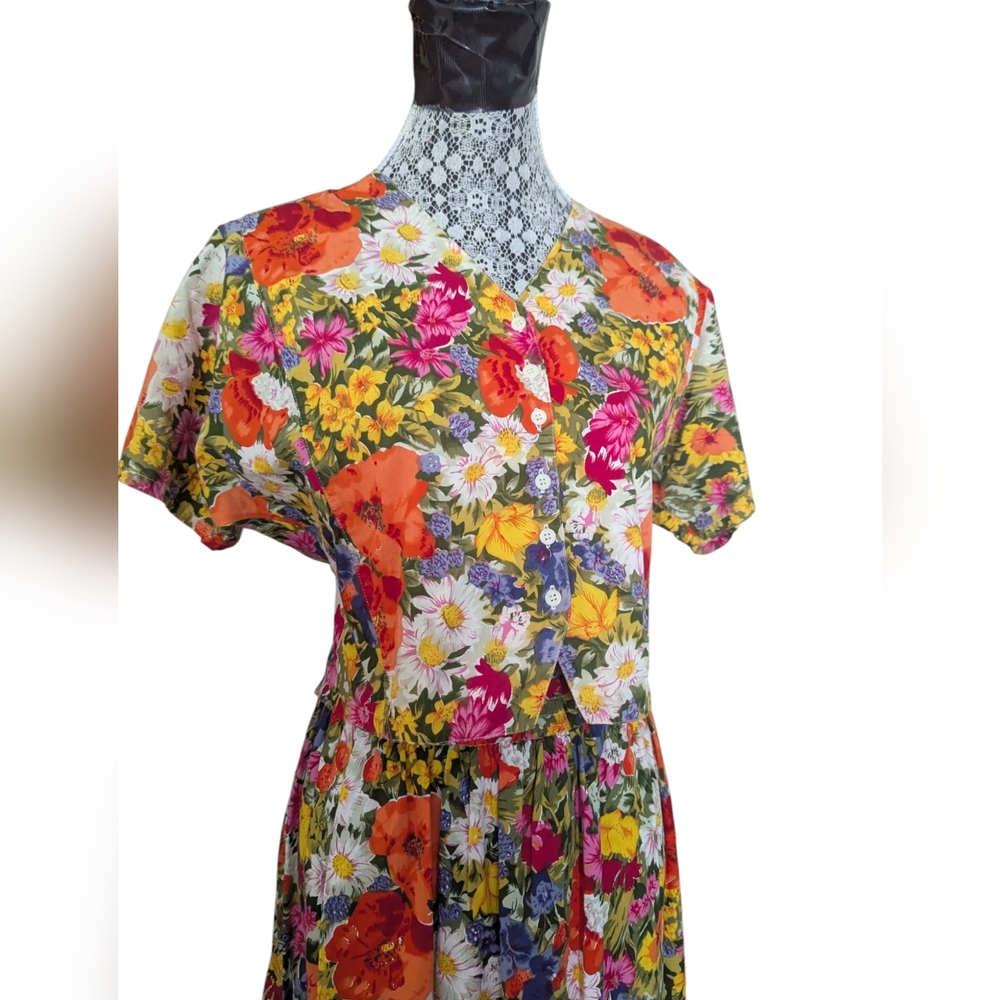 Vintage Floral Multicolor Skirt & Matching Top - Picture 6 of 13